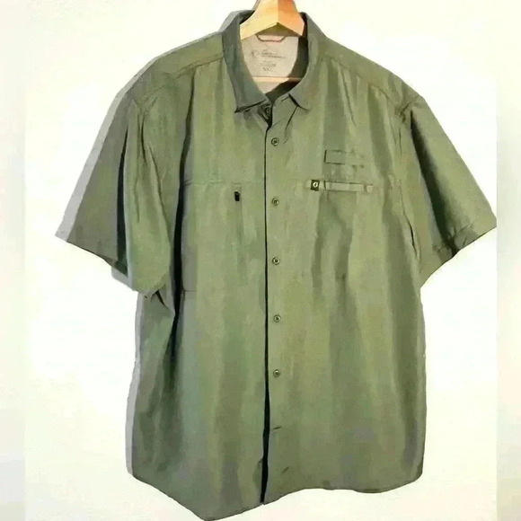 The American Outdoorsman Men's Vented Fishing Shirt  XXL Green Short Sleeve - Picture 1 of 6